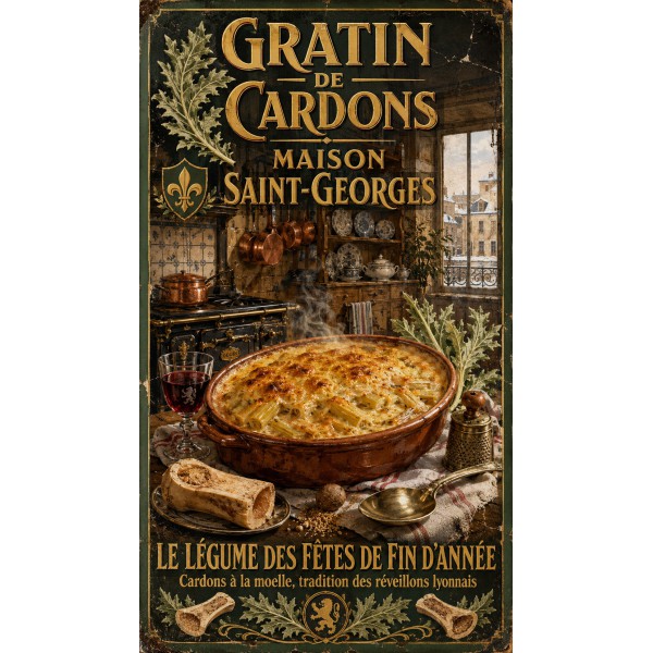 Gratin de Cardons — Maison Saint-Georges – affiche & plaque vintage | Manufacture Arssans