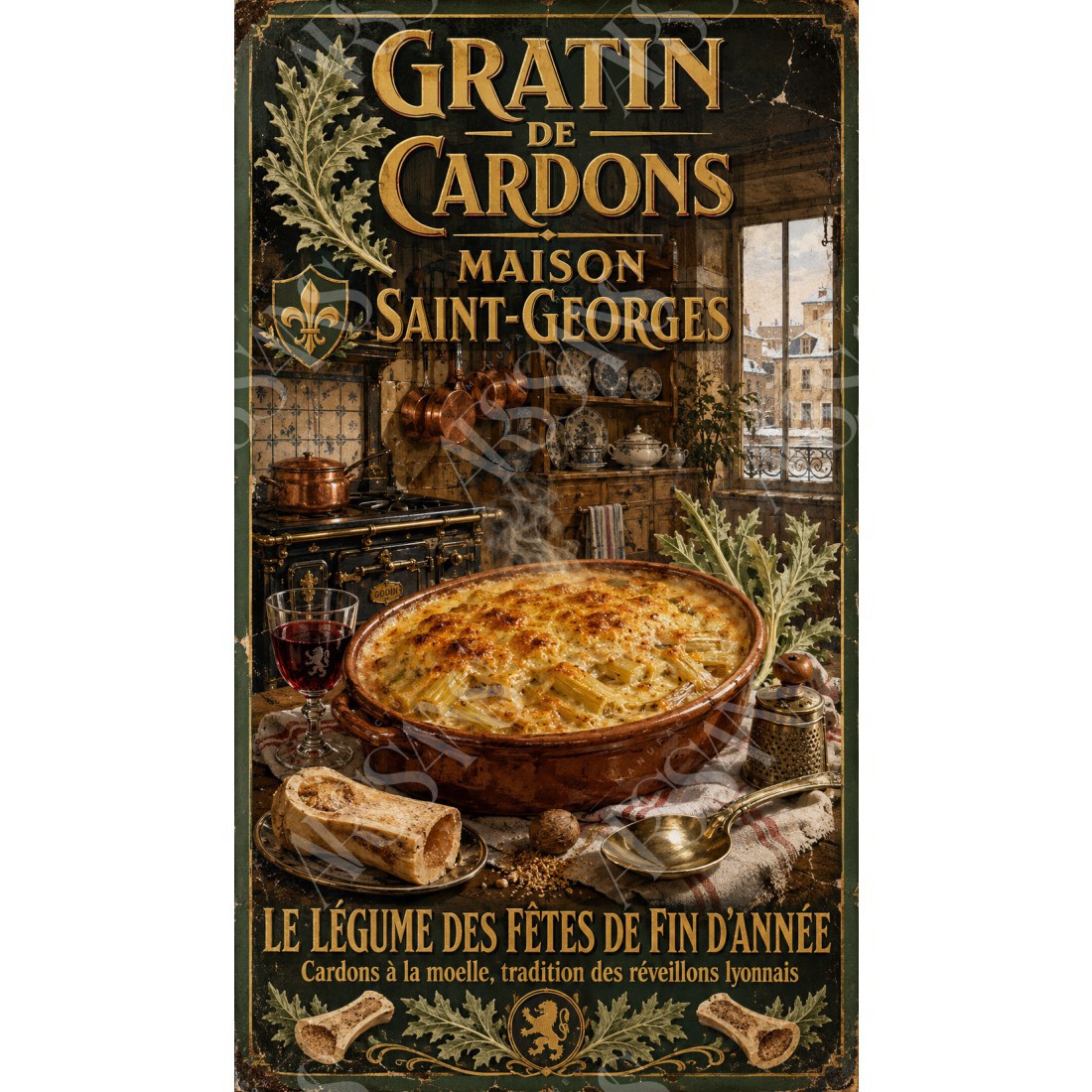Gratin de Cardons — Maison Saint-Georges – affiche & plaque vintage | Manufacture Arssans
