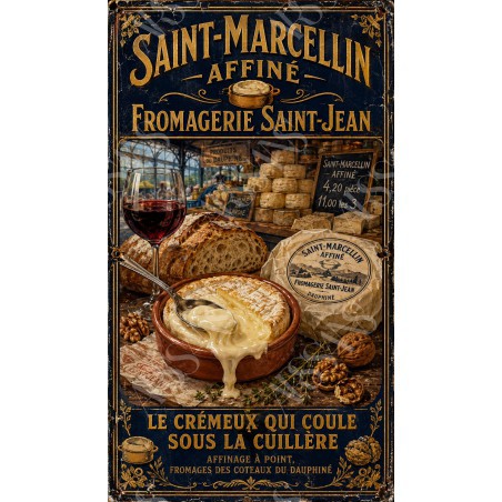 Saint-Marcellin Affiné — Fromagerie Saint-Jean – affiche & plaque vintage | Manufacture Arssans