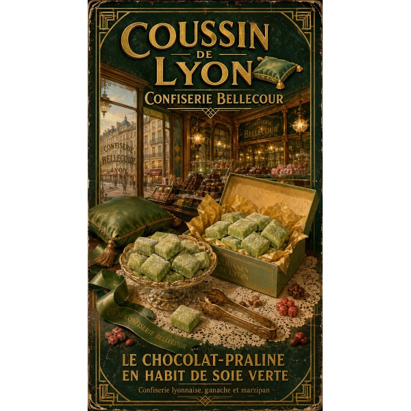 Coussin de Lyon — Confiserie Bellecour – affiche & plaque vintage | Manufacture Arssans