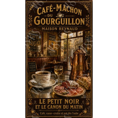 Café-Mâchon du Gourguillon — Maison Reynaud – affiche & plaque vintage | Manufacture Arssans
