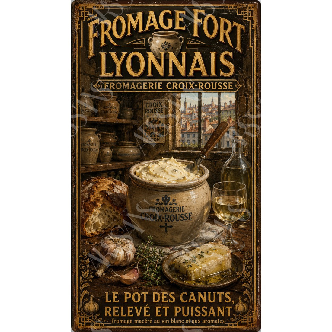 Fromage Fort du Lyonnais — Fromagerie Croix-Rousse – affiche & plaque vintage | Manufacture Arssans