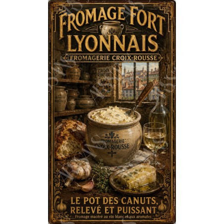 Fromage Fort du Lyonnais — Fromagerie Croix-Rousse – affiche & plaque vintage | Manufacture Arssans