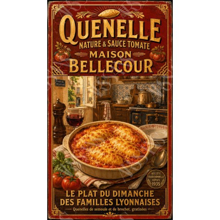 Quenelle Nature & Sauce Tomate — Maison Bellecour – affiche & plaque vintage | Manufacture Arssans