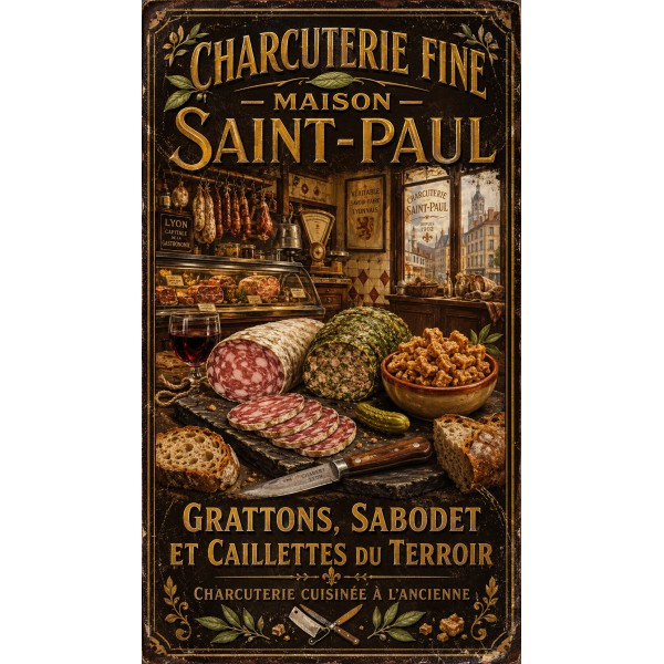 Charcuterie Fine — Maison Saint-Paul – affiche & plaque vintage | Manufacture Arssans