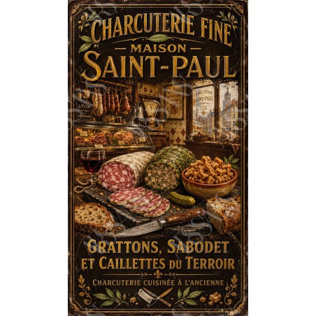 Charcuterie Fine — Maison Saint-Paul – affiche & plaque vintage | Manufacture Arssans