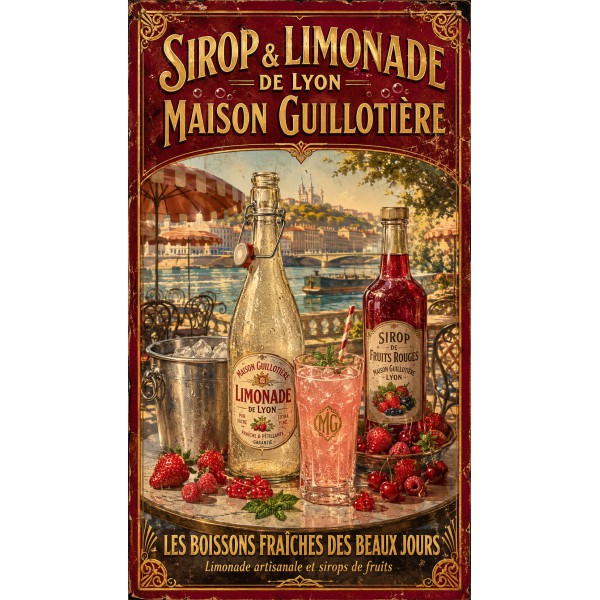 Sirop & Limonade de Lyon — Maison Guillotière – affiche & plaque vintage | Manufacture Arssans
