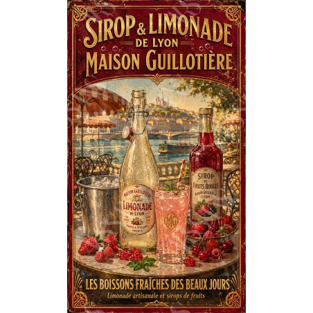 Sirop & Limonade de Lyon — Maison Guillotière – affiche & plaque vintage | Manufacture Arssans
