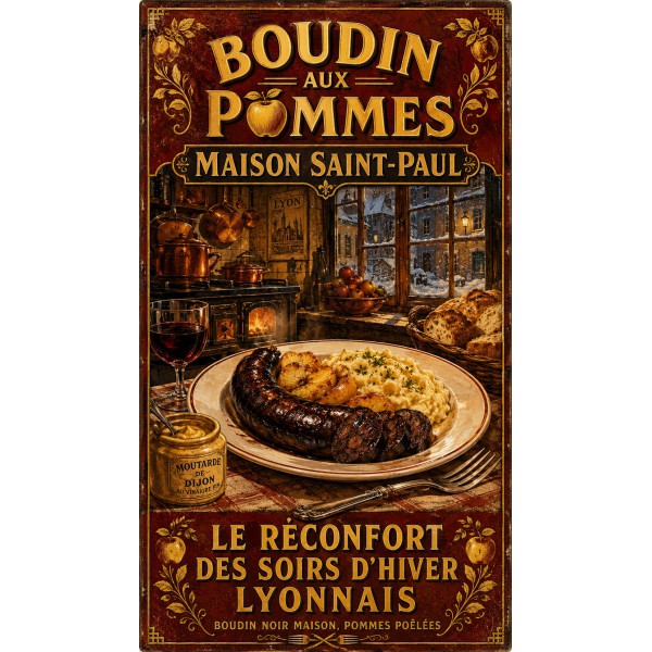 Boudin aux Pommes — Maison Saint-Paul – affiche & plaque vintage | Manufacture Arssans
