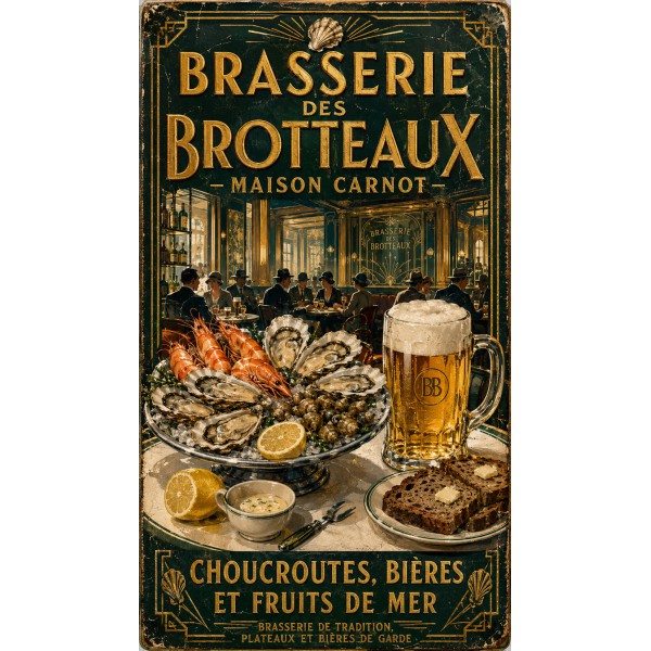 Brasserie des Brotteaux — Maison Carnot – affiche & plaque vintage | Manufacture Arssans
