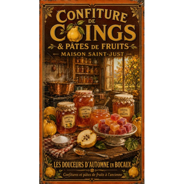 Confiture de Coings & Pâtes de Fruits — Maison Saint-Just – affiche & plaque vintage | Manufacture Arssans