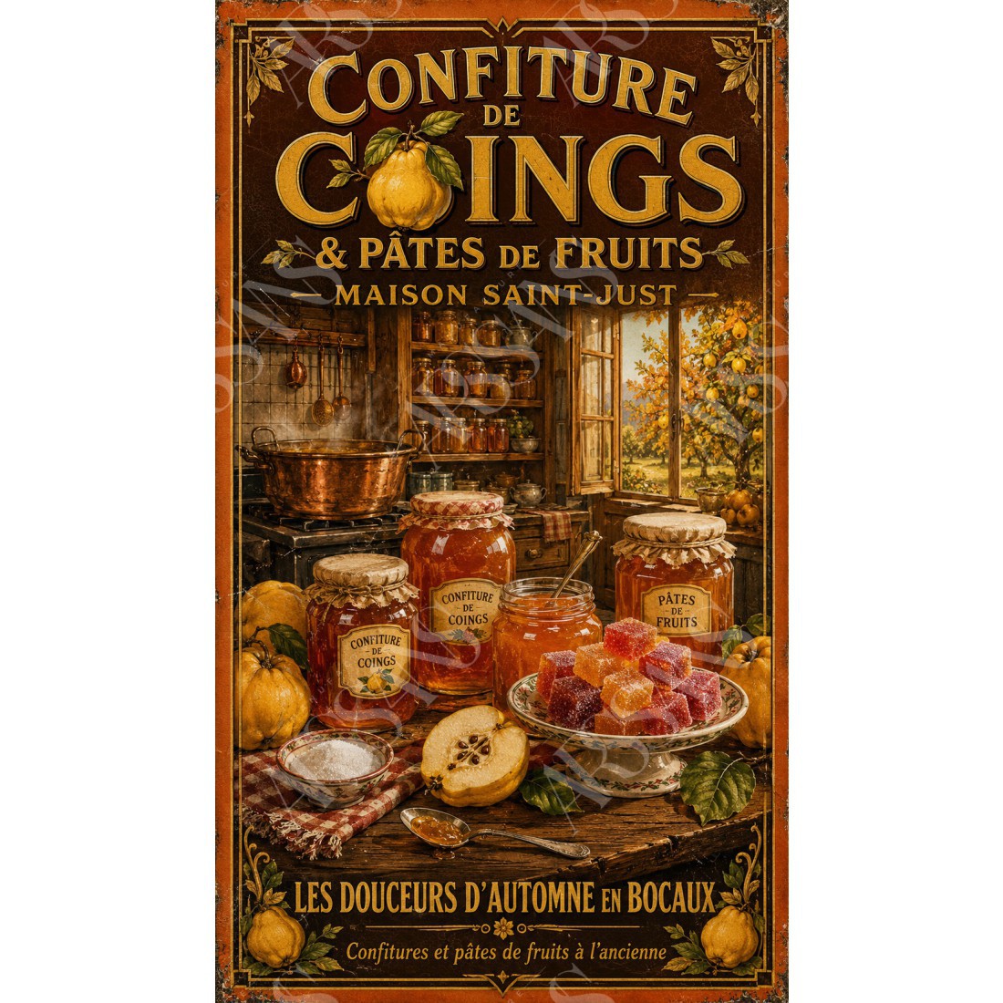Confiture de Coings & Pâtes de Fruits — Maison Saint-Just – affiche & plaque vintage | Manufacture Arssans