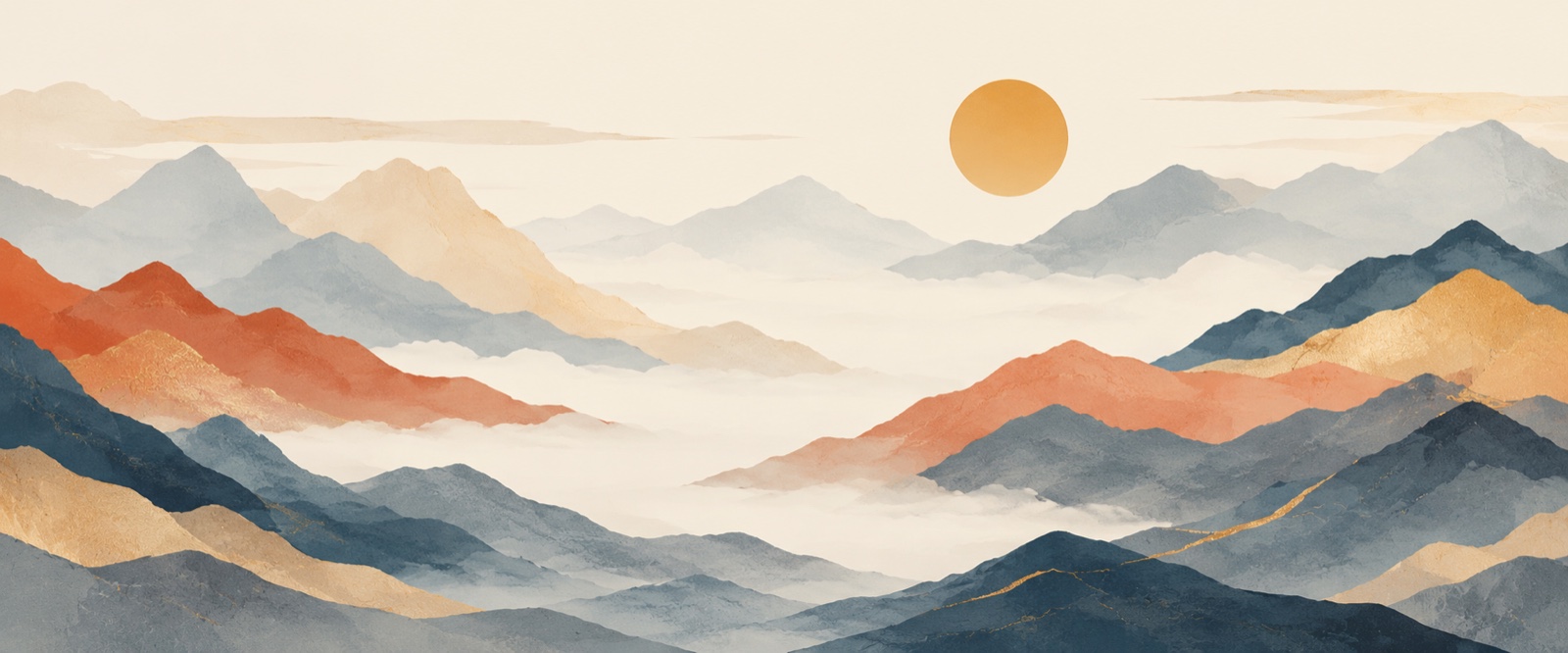 Montagnes en aplats étagés
