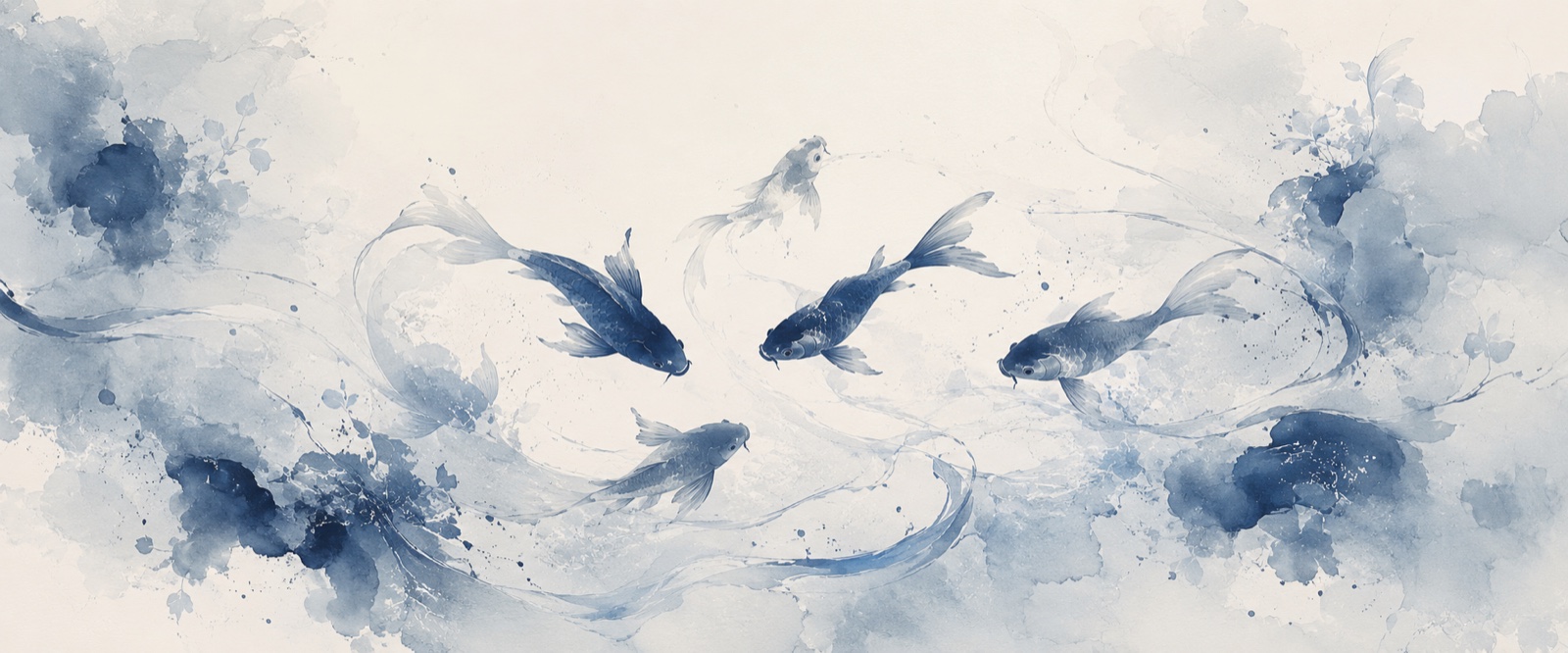 Carpes koï bleues
