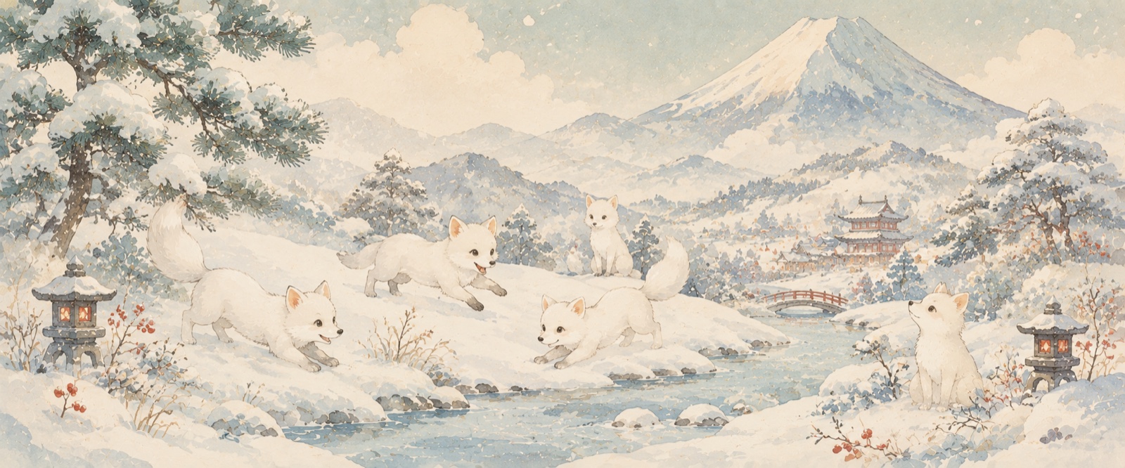 Renards dans la neige
