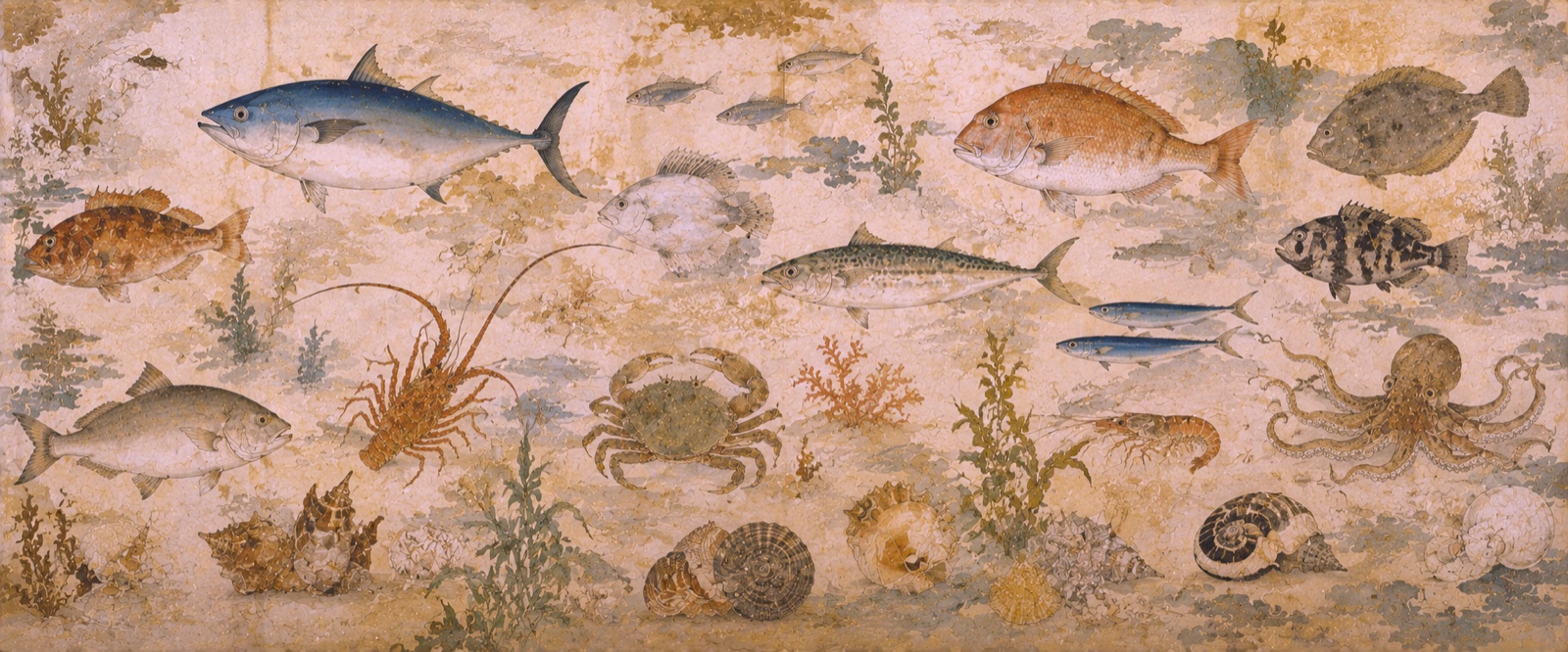 Papier peint fresque carte ancienne - La Planche aux Poissons