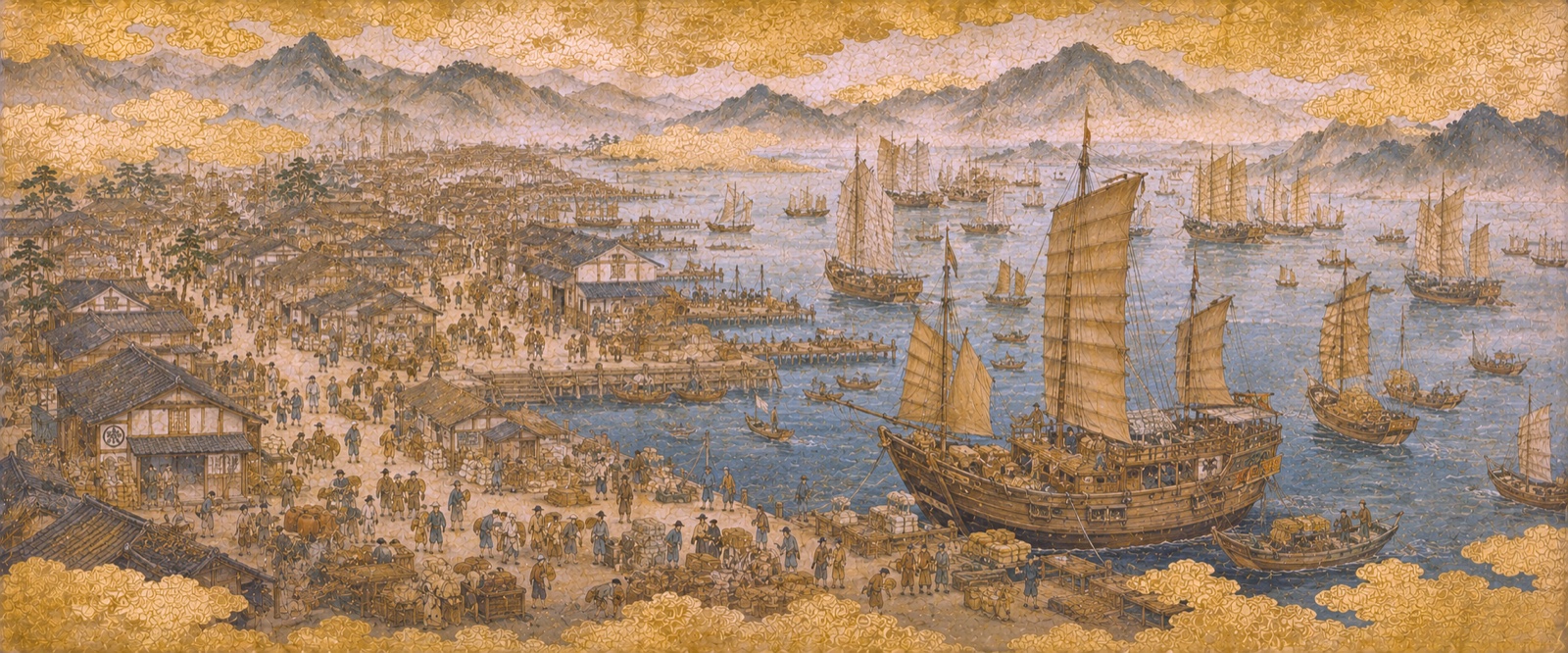 Papier peint fresque carte ancienne - Le Port Marchand