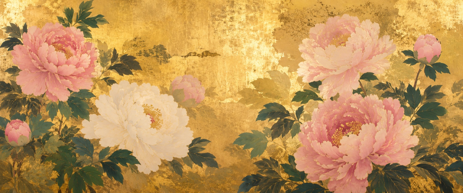 Pivoines rinpa dorées