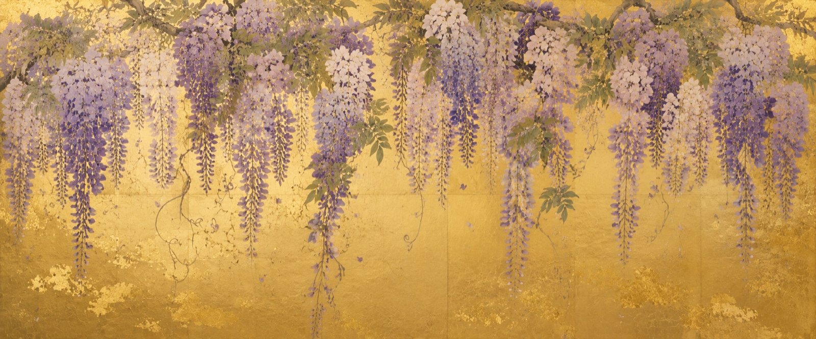 Glycine sur paravent d'or