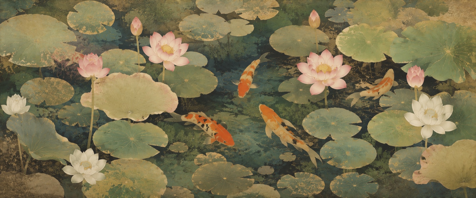 Nénuphars et carpes koï