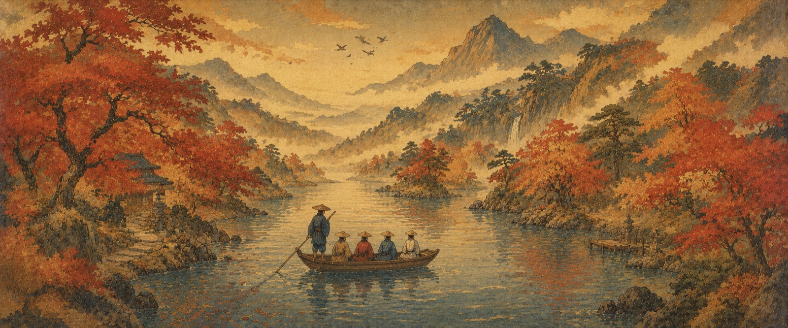 Barque aux érables d'automne