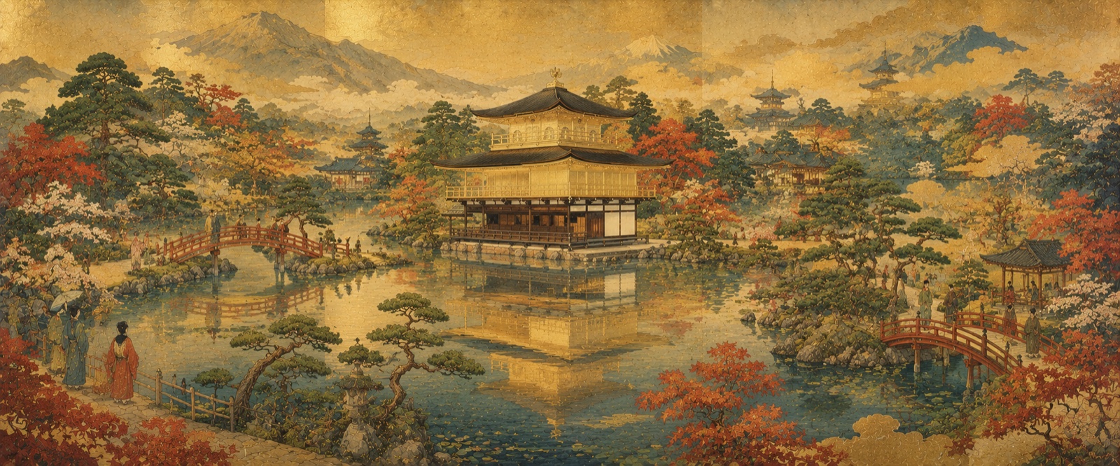 Pavillon d'or sur l'étang