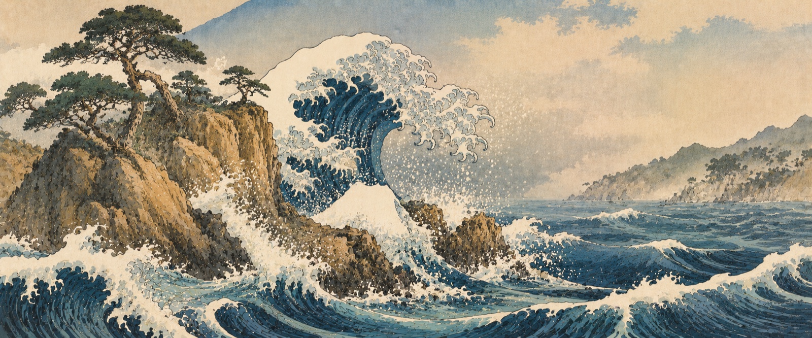 Grande vague sur la côte