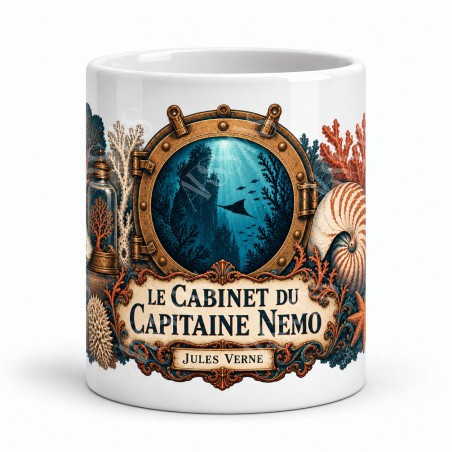 Mug Jules Verne - Le cabinet du capitaine Nemo, vue de face