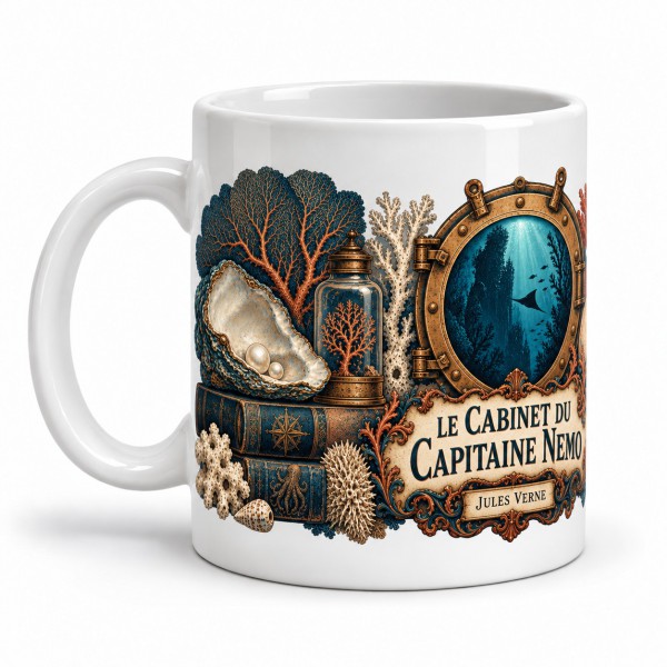 Mug Jules Verne - Le cabinet du capitaine Nemo, anse à gauche
