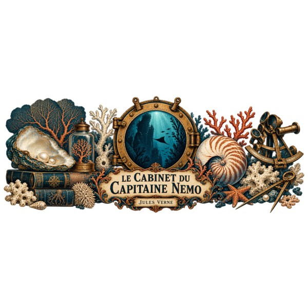 Mug Jules Verne - Le cabinet du capitaine Nemo, décor à plat