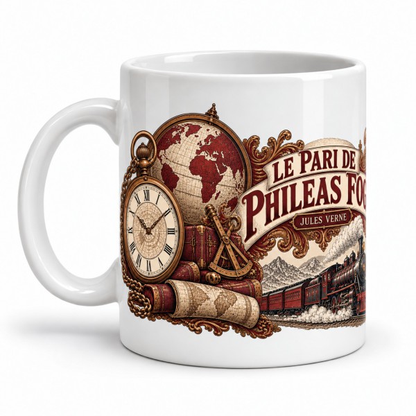 Mug Jules Verne - Le pari de Phileas Fogg, anse à gauche