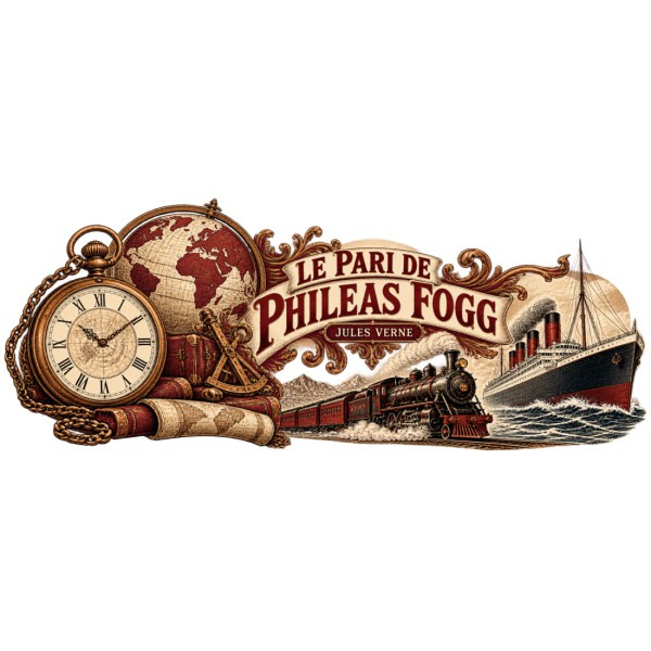 Mug Jules Verne - Le pari de Phileas Fogg, décor à plat