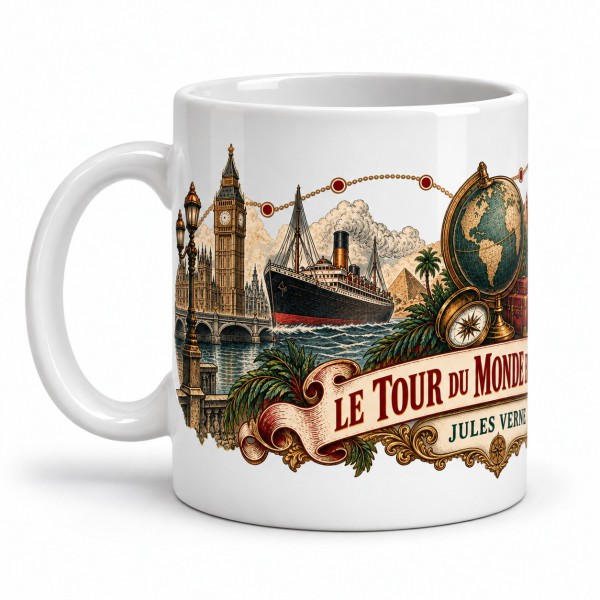 Mug Jules Verne - Les escales du monde, anse à gauche