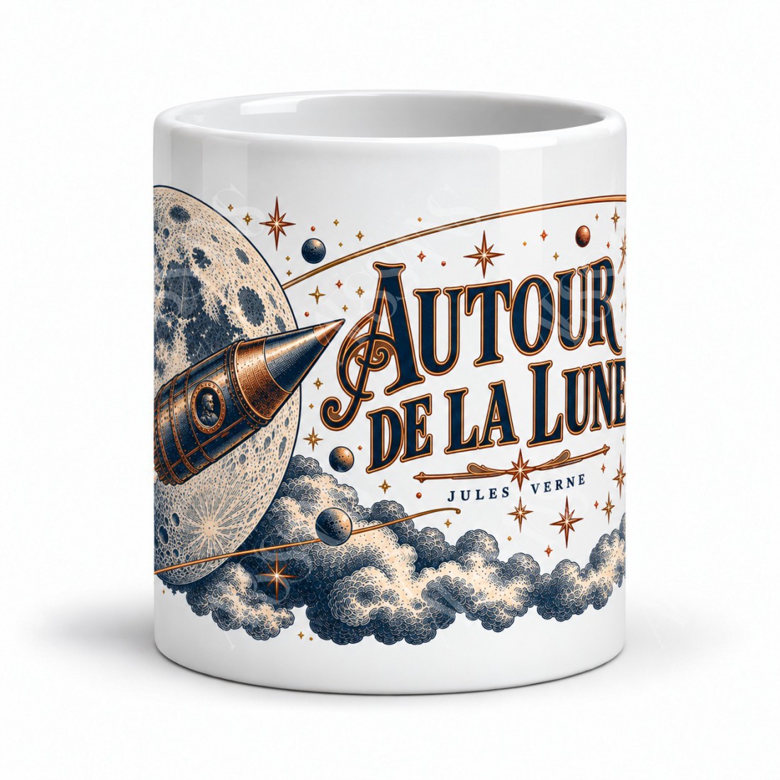 Mug Jules Verne - L’obus devant la Lune, vue de face