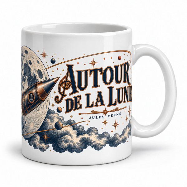Mug Jules Verne - L’obus devant la Lune, anse à droite