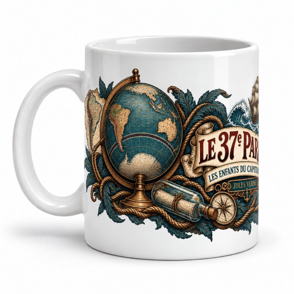 Mug Jules Verne - Le trente-septième parallèle, anse à gauche