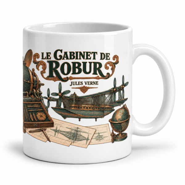 Mug Jules Verne - Le cabinet de Robur, anse à droite