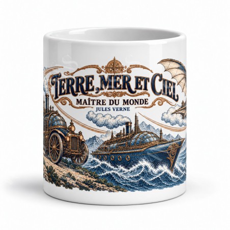Mug Jules Verne - Terre, mer et ciel, vue de face