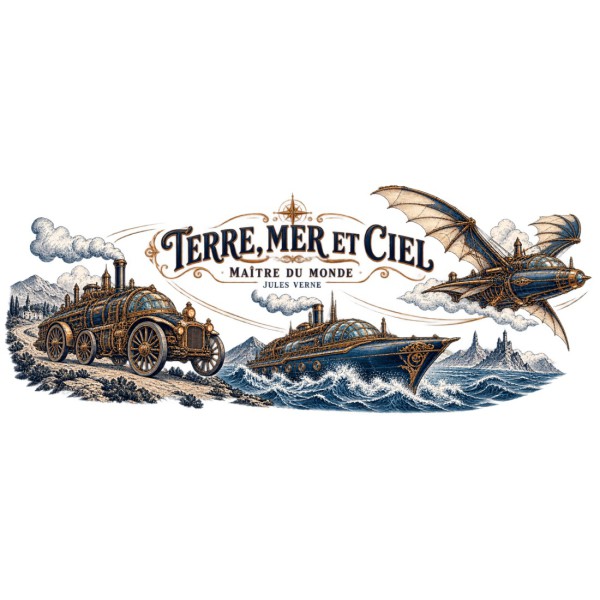 Mug Jules Verne - Terre, mer et ciel, décor à plat