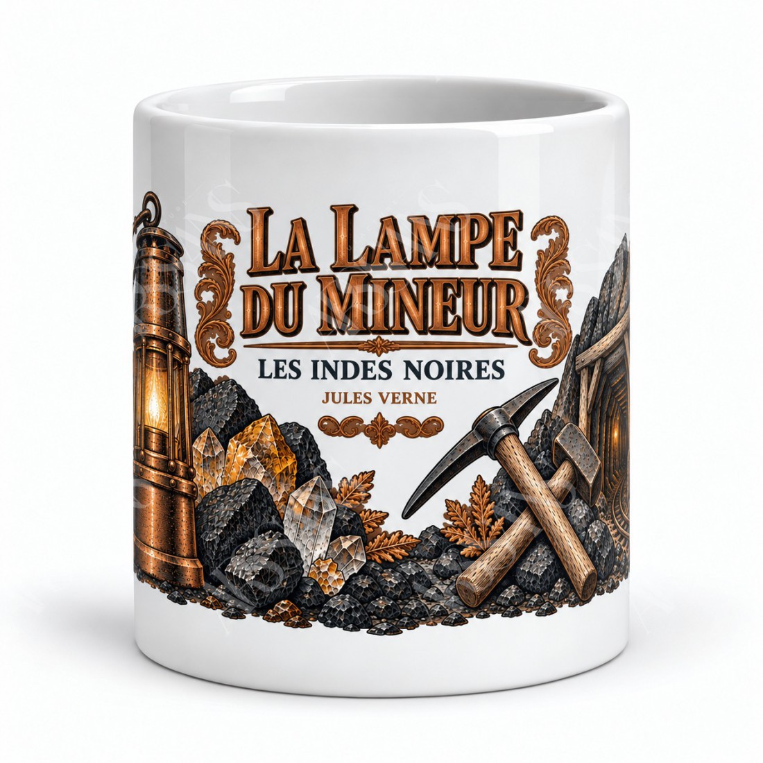 Mug Jules Verne - La lampe du mineur, vue de face