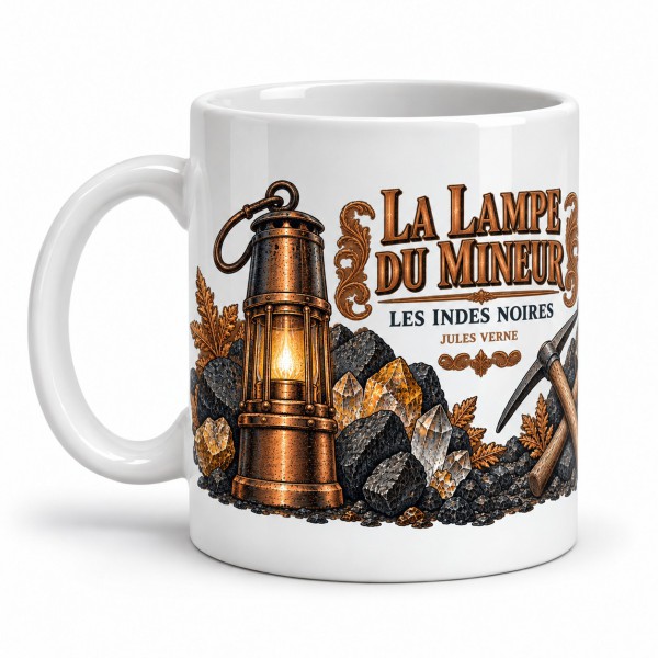 Mug Jules Verne - La lampe du mineur, anse à gauche