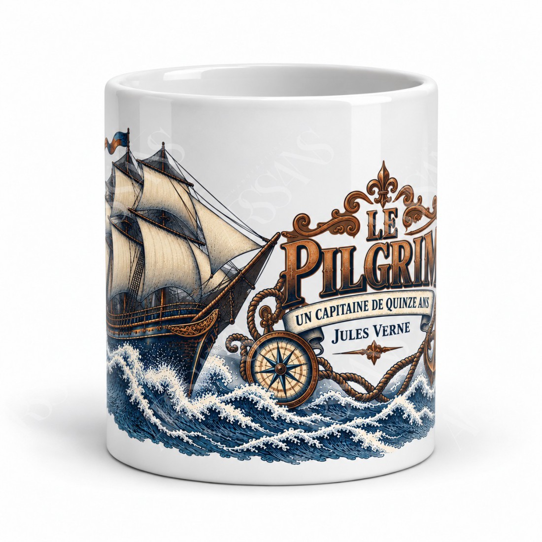 Mug Jules Verne - Le Pilgrim, vue de face