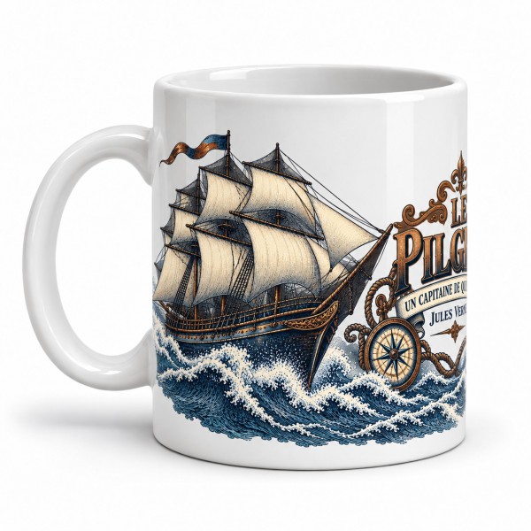 Mug Jules Verne - Le Pilgrim, anse à gauche