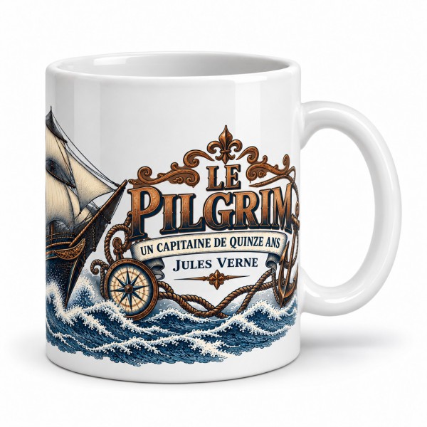 Mug Jules Verne - Le Pilgrim, anse à droite