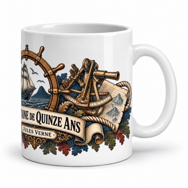 Mug Jules Verne - Le jeune capitaine, anse à droite