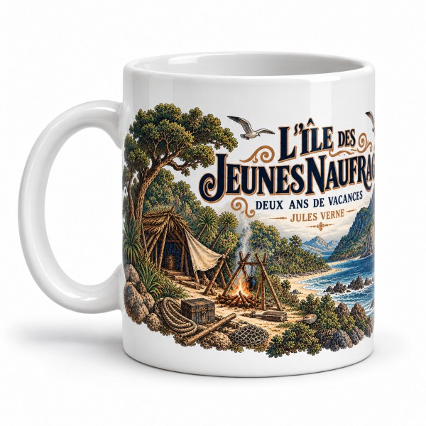 Mug Jules Verne - L’île des jeunes naufragés, anse à gauche