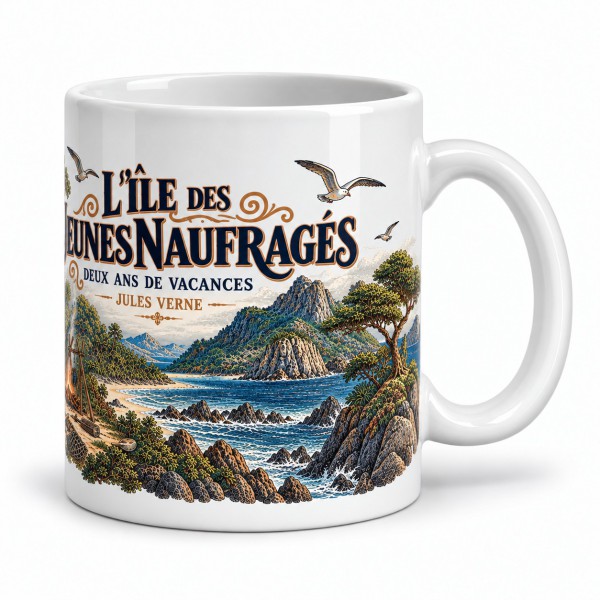 Mug Jules Verne - L’île des jeunes naufragés, anse à droite