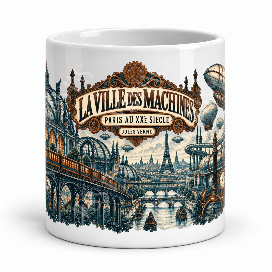 Mug Jules Verne - La ville des machines, vue de face