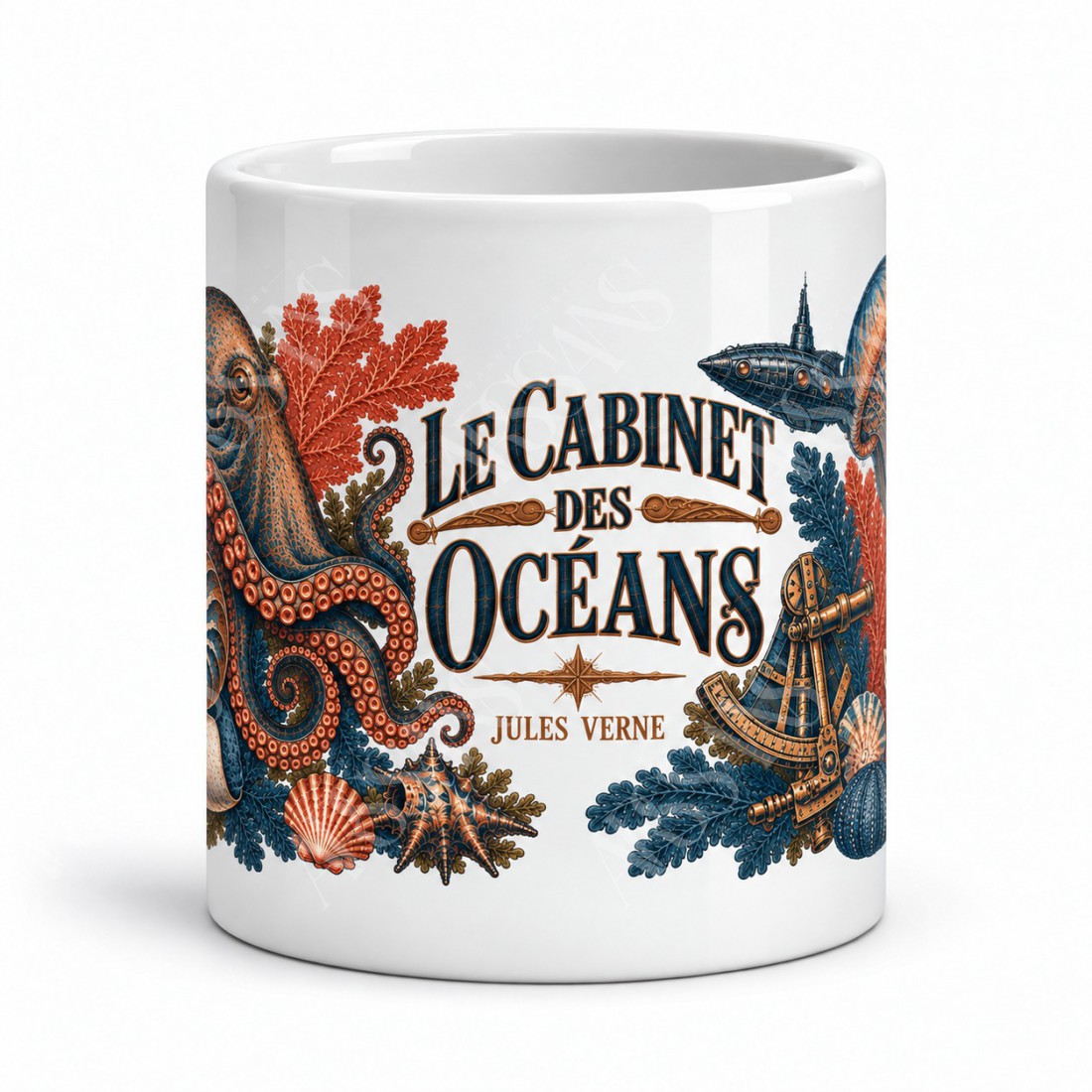 Mug Jules Verne - Le cabinet des océans, vue de face