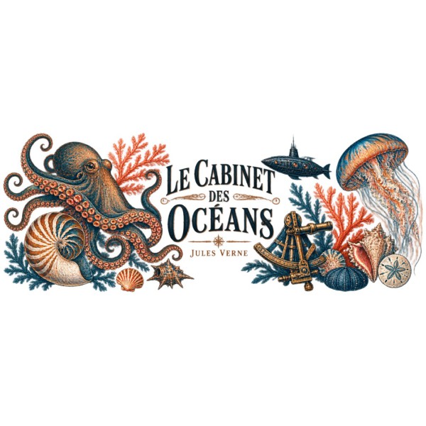 Mug Jules Verne - Le cabinet des océans, décor à plat
